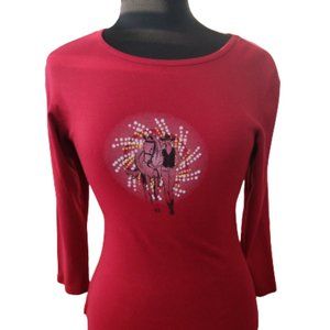 Wrangler Graphic Red Western Tee Shirt Vintage Wrangler